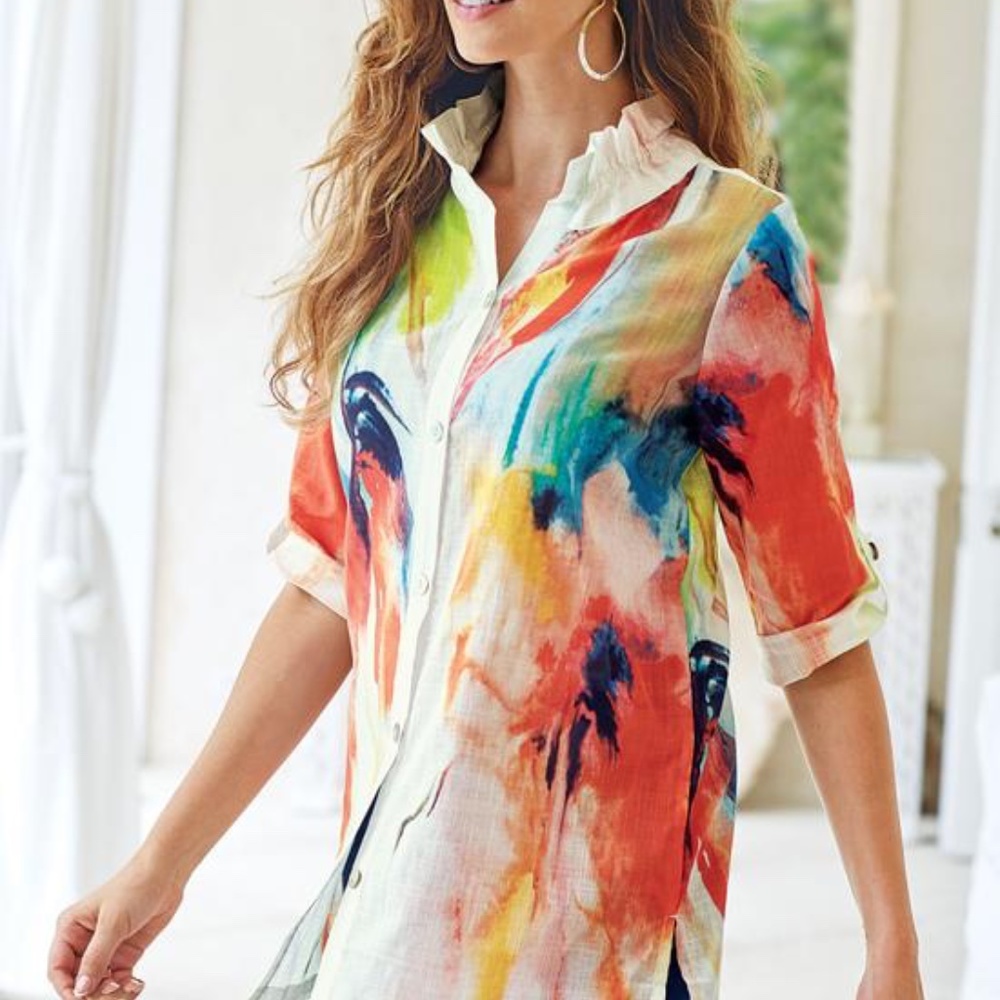 Soft Surroundings Like New Isla Grande Shirt